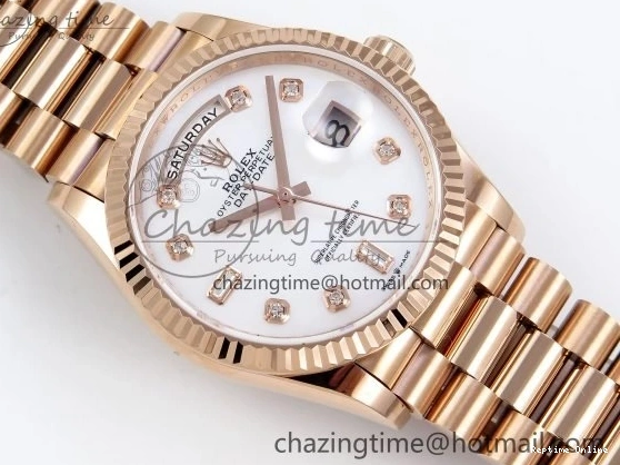 0523 OdorResistant Day Date 36 RG TWSF Best Edition White Diamonds Dial on RG Bracelet A 1610